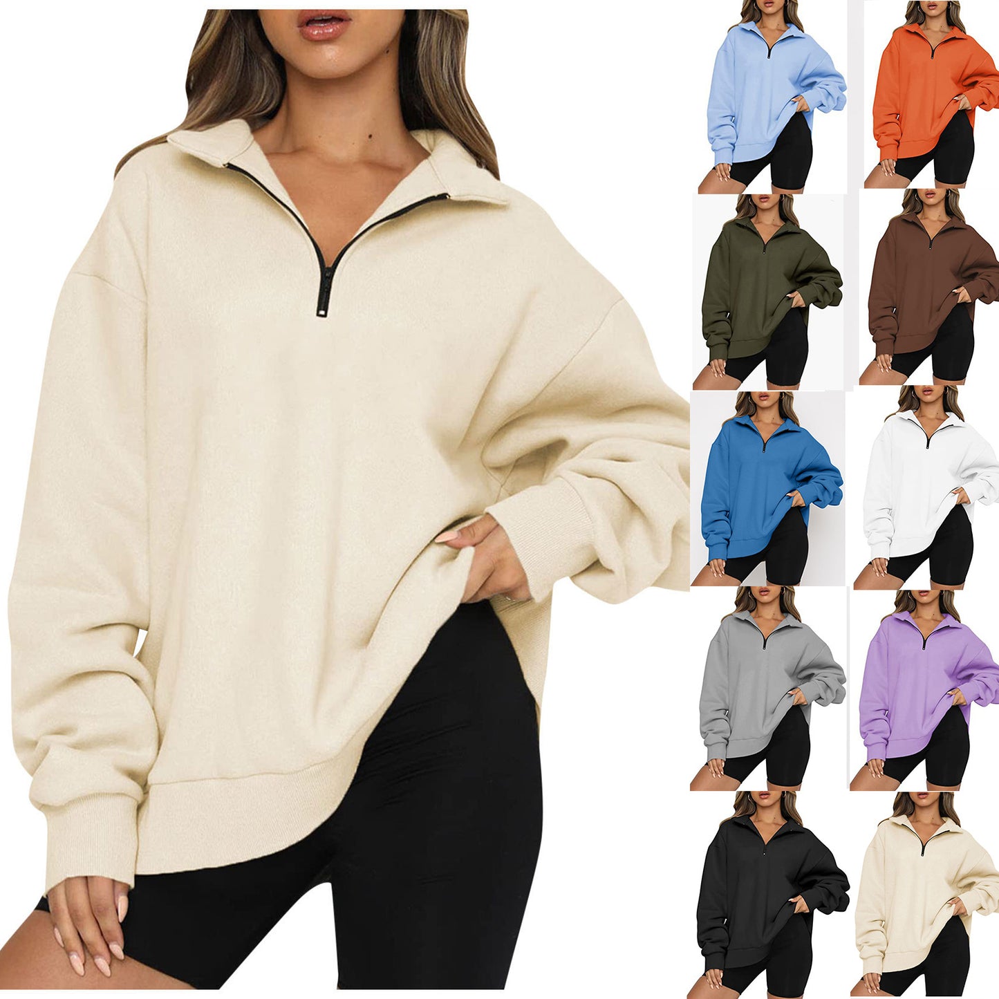 Women's oversized zipped sweatshirt