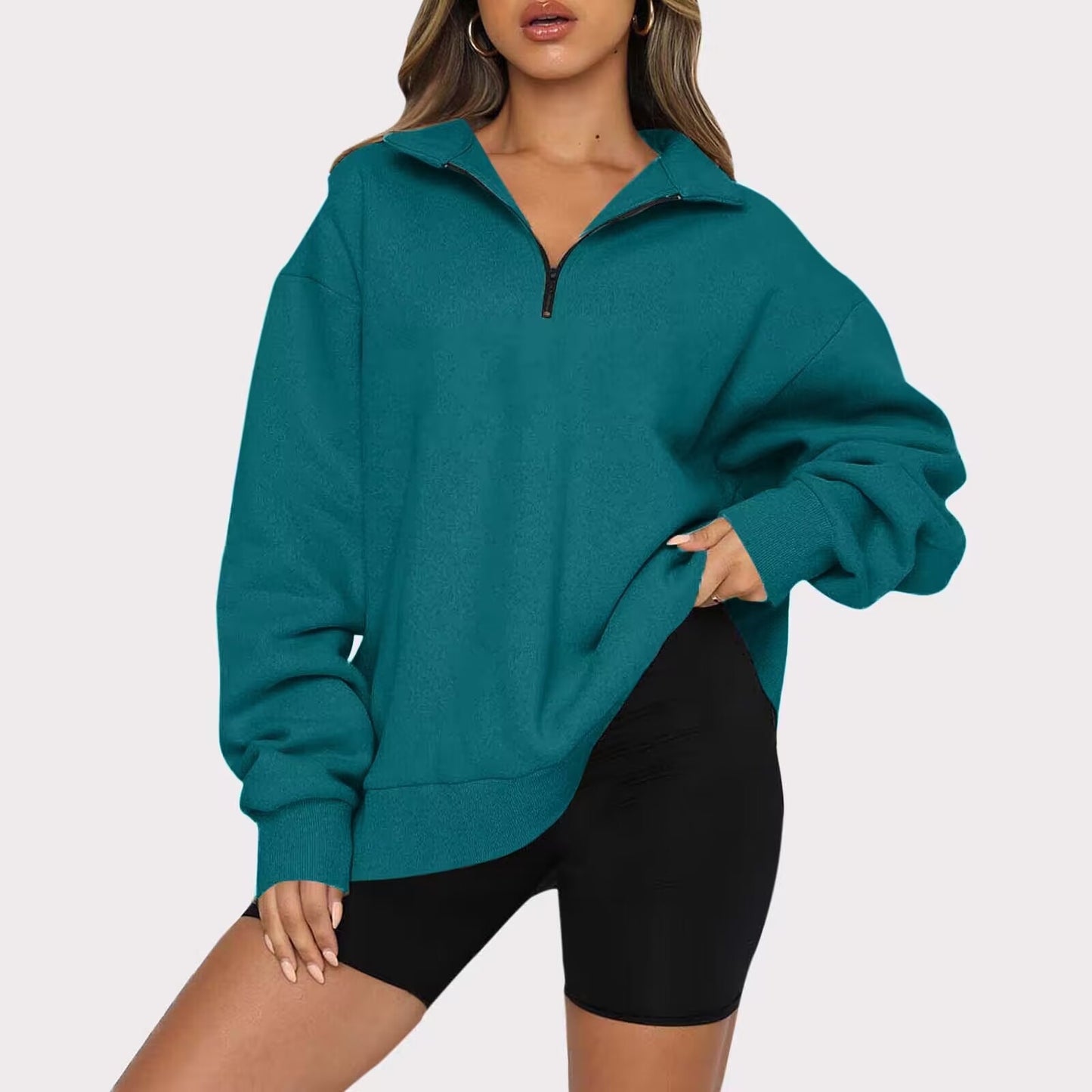 Women's oversized zipped sweatshirt